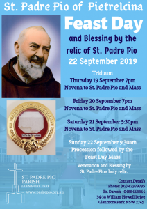 FEAST DAY 2019 POSTER - Padre Pio Parish Glenmore Park